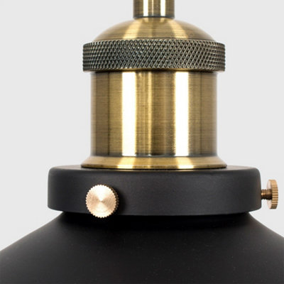 ValueLights Colonial Industrial Style Black and Antique Brass Ceiling Light Pendant with Shade