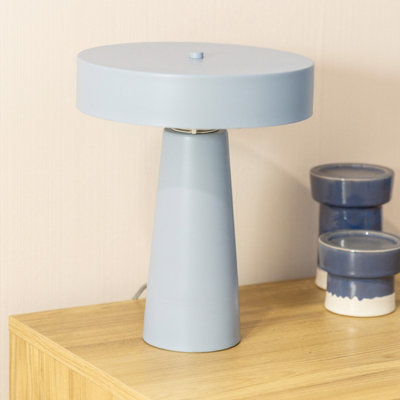 ValueLights Compact Size Blue Metal Bedside Table Lamp with Lampshade Bedroom Light