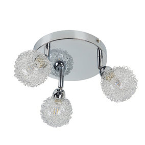 ValueLights Contemporary 3 Way Polished Chrome Flush Ceiling Light With Globe Shades