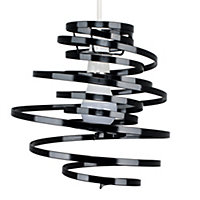ValueLights Contemporary Black Metal Double Ribbon Spiral Swirl Ceiling Light Pendant