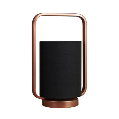 ValueLights Contemporary Copper Metal Lantern Frame Black Cylinder Table Lamp