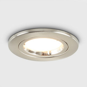 ValueLights Contemporary Fired Rated Die Cast Twist & Lock Brushed Chrome GU10 Ceiling Downlight