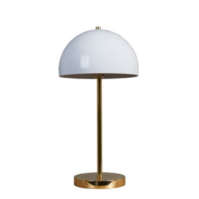 ValueLights Contemporary Gold And White Dome Table Lamp