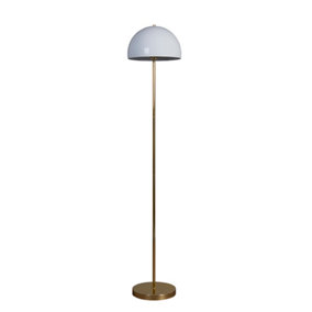 ValueLights Contemporary Gold & White Mushroom Floor Lamp - Includes 6w LED Golfball Bulb 3000K Warm White