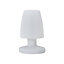 ValueLights Contemporary IP44 Rated Outdoor White Mushroom Table Lamp with an Integrated Rechargeable RGB Colour Changing LED