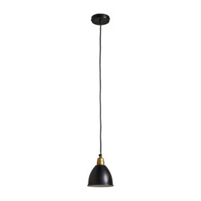ValueLights Contemporary Matt Black And Gold Dome Ceiling Pendant Light Fitting