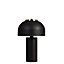 ValueLights Contemporary Matt Black And Satin Brass Cylinder Mushroom Dome Table Lamp
