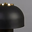 ValueLights Contemporary Matt Black And Satin Brass Cylinder Mushroom Dome Table Lamp
