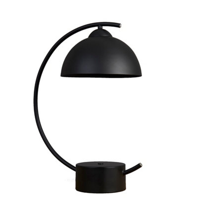 ValueLights Contemporary Matt Black Crescent Frame Dome Table Lamp