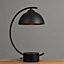 ValueLights Contemporary Matt Black Crescent Frame Dome Table Lamp