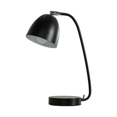 ValueLights Contemporary Matt Black Curved Stem Desk Table Lamp