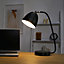 ValueLights Contemporary Matt Black Curved Stem Desk Table Lamp