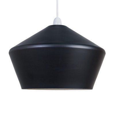 ValueLights Contemporary Matt Black Flared Angular Ceiling Pendant Light Shade