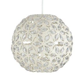 ValueLights Contemporary Moroccan Style Shabby Chic Cream Metal Jewelled Ball Ceiling Pendant Light Shade