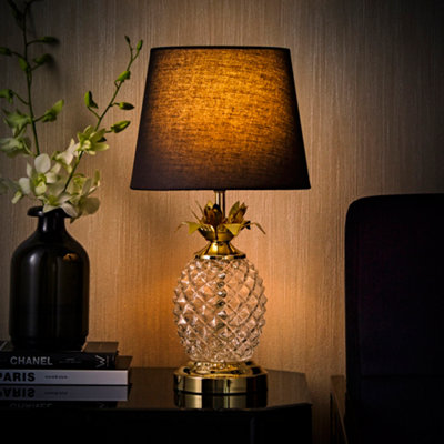 Black Ananas Table Lamp - Black Shade