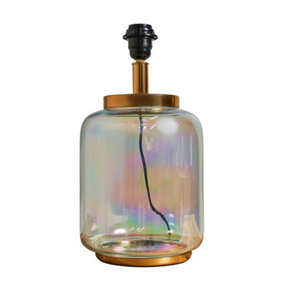 ValueLights Contemporary Polished Brass And Iridescent Clear Glass Jar Table Lamp Base
