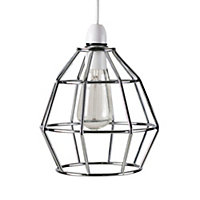 ValueLights Contemporary Polished Chrome Metal Basket Cage Pendant Ceiling Light Shade