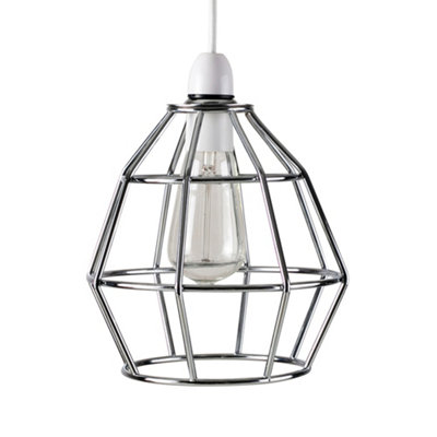 ValueLights Contemporary Polished Chrome Metal Basket Cage Pendant Ceiling Light Shade