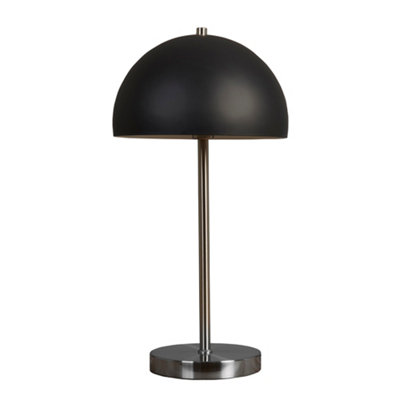 ValueLights Contemporary Satin Nickel And Matt Black Dome Table Lamp