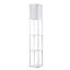ValueLights Contemporary White Wooden Storage Shelf Floor Lamp With White Fabric Shade