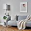 ValueLights Contemporary White Wooden Storage Shelf Floor Lamp With White Fabric Shade