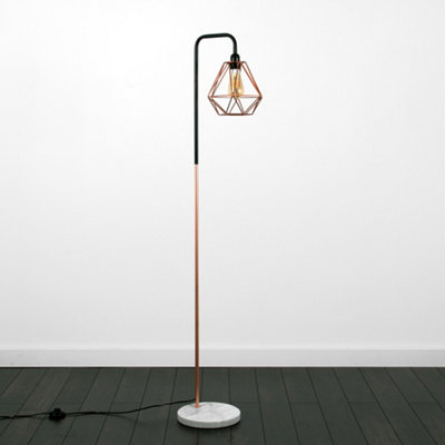 ValueLights Copper Floor Lamp and E27 GLS LED 6W Warm White 3000K Bulb