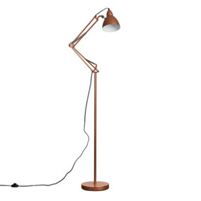 ValueLights Copper Metal Adjustable Reading Task/Study Desk/Craft Spotlight Floor Lamp Complete With 6w LED GLS Bulb In Warm White
