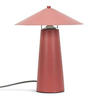 ValueLights Coral Metal Bedside Table Lamp with Tapered Lampshade Living Room Bedroom Light - Bulb Included