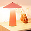 ValueLights Coral Metal Bedside Table Lamp with Tapered Lampshade Living Room Bedroom Light - Bulb Included
