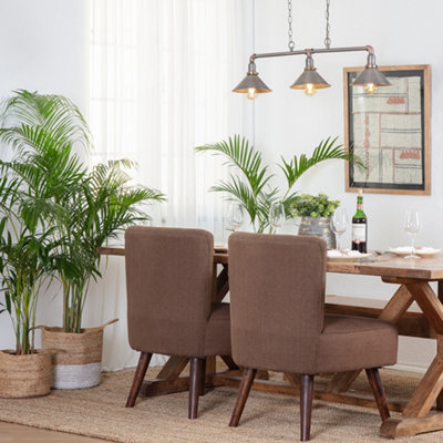 ValueLights Corinthia Style Pewter, Brass & Copper Metal 3 Way Over Table Ceiling Light Fitting with LED Light Bulbs