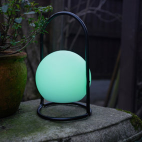 ValueLights Corte Black Metal Table Lamp with Rechargeable Colour Changing LED Shade