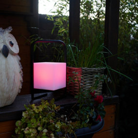 ValueLights Corte Black Metal Table Lamp with Rechargeable Colour Changing LED Shade