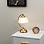 ValueLights Curved Antique Brass And Frosted Glass Bedside Table Lamp