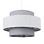 ValueLights Cylinder Ceiling Pendant Light Shade In Dark Grey And Light Grey Herringbone Finish