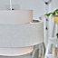 ValueLights Cylinder Ceiling Pendant Light Shade In Pink And Grey Herringbone Finish