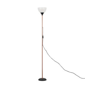 ValueLights Dalby Copper And Black Single Uplighter Modern Floor Lamp With White Shade