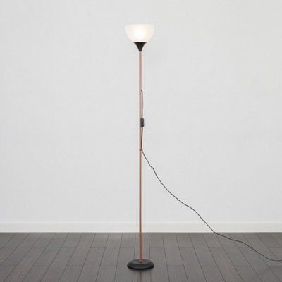 ValueLights Dalby Copper And Black Single Uplighter Modern Floor Lamp With White Shade