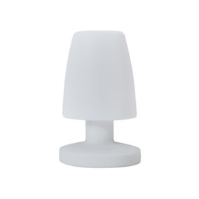 ValueLights Daomu Contemporary IP44 Rated Outdoor White Mushroom Table Lamp with Integrated Rechargeable RGB Colour Changing LED