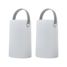 ValueLights Daomu Pair of IP44 Rated LED Outdoor White Colour Changing Lantern Table Lamps Rechargeable