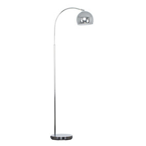 ValueLights Designer Style Chrome Stem Floor Lamp With Chrome Metal Dome Light Shade With LED GLS Bulb in Warm White