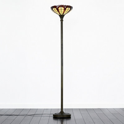 ValueLights Designer Style Tiffany Inspired Stunning Jewel Metal Glass Uplighter Floor Lamp