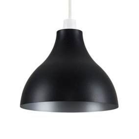 ValueLights Dexter Black Ceiling Pendant Shade and B22 GLS LED 10W Warm White 3000K Bulb