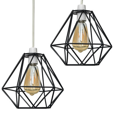 ValueLights Diablo Black Ceiling Pendant Shade and B22 Pear LED 4W Warm White 2700K Bulb