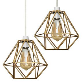 ValueLights Diablo Gold Ceiling Pendant Shade and B22 Pear LED 4W Warm White 2700K Bulb