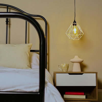 ValueLights Diablo Modern Geometric White Metal Basket Cage Ceiling Pendant Light Shade