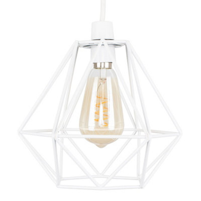 ValueLights Diablo White Ceiling Pendant Shade and E27 Pear LED 4W Warm White 2200K Bulb