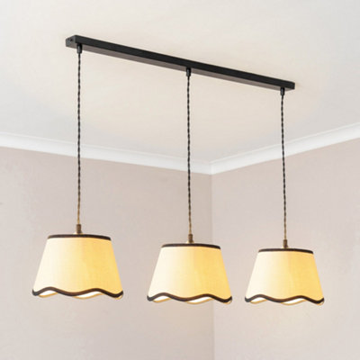 ValueLights Dutton Black Trim Scallop 3 Drop Bar Matte Black Diner Ceiling Pendant Light