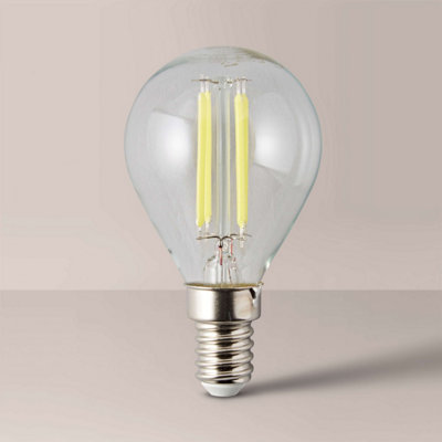 ValueLights E14 Pack of 4 4W Filament Golfball Cool White LED Bulbs