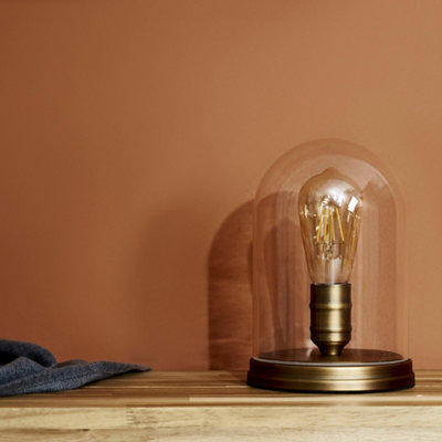 ValueLights Edison Retro Aged Brass Effect Metal Base and Clear Glass Dome Table Lamp