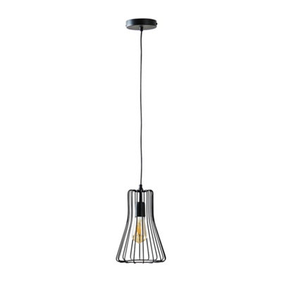 ValueLights Edmund Matt Black Ceiling Light Pendant